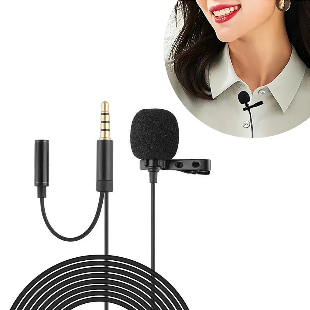 Microphone Lapel Smartphone Cameras Wired Headphone Plug P3